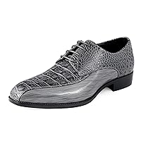 Amali Harvey Croco and EEL Lace up Oxford Dress Shoe for Men Grey, Size 8