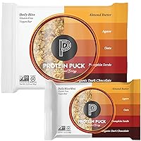 Protein Puck Value Bundle, Case of 12 Full Size Daily Bliss + Case of 16 Mini Daily Bliss - Plant-Based Bars, High Protein Snacks with Vegan Protein - Gluten-Free, Non-Dairy, Non-GMO Snack Bar