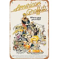 American Graffiti Movie Poster Retro Metal Sign for Cafe Bar Pub Office Home Wall Decor Vintage Tin Sign Gift 12 X 8 inch