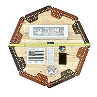 Rustic & Refined Design Jokers and Marbles Game (Brown, 4-8 Player) Handmade, Solid Wood, Portable Multiplayer, Family Game