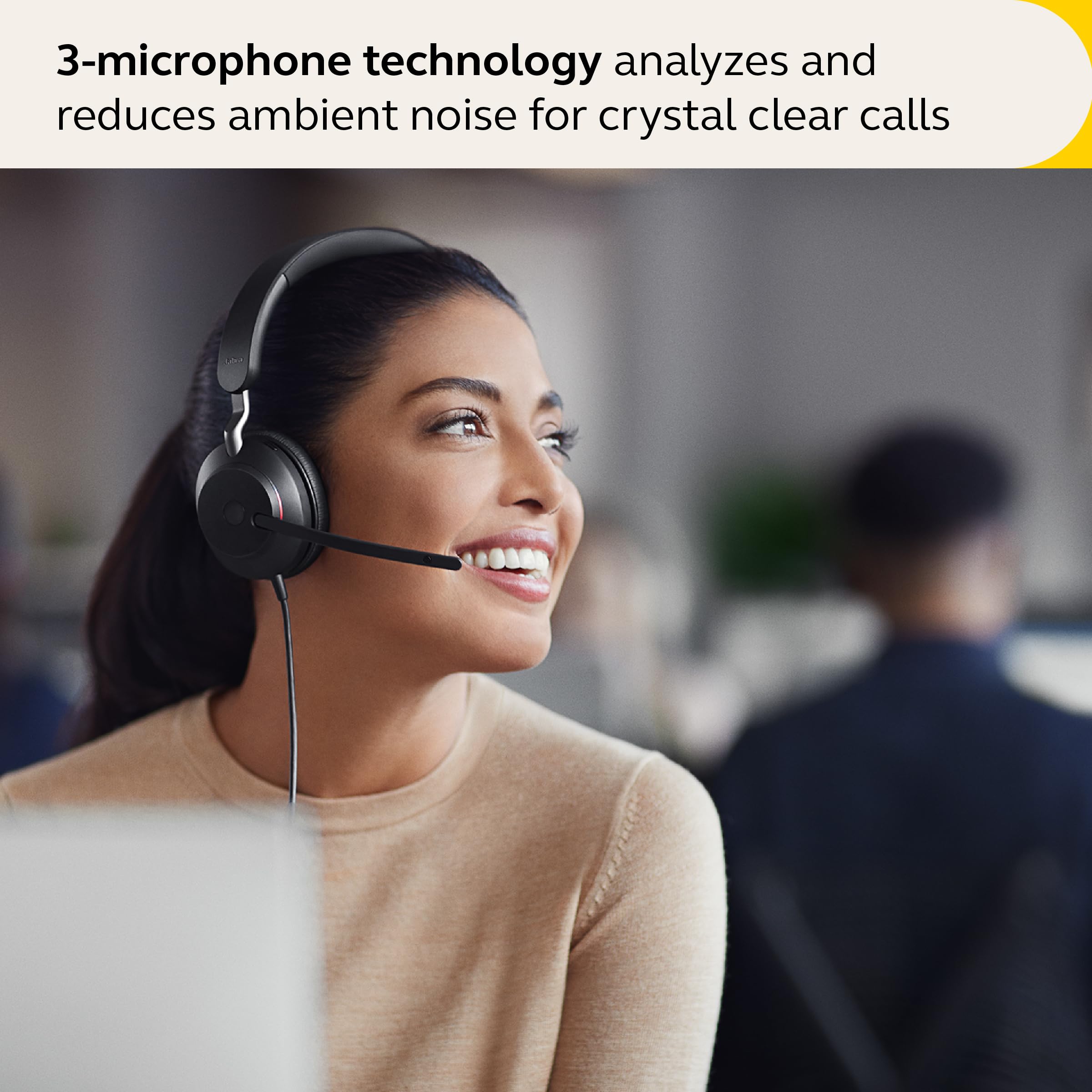 Jabra Evolve2 40 SE Wired Stereo Noise-Cancelling Headset - Features 3-Microphone Call Technology and USB-C Cable - MS Teams Certified, Works with All Other Platforms - Black