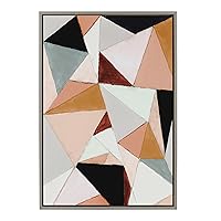 Kate and Laurel Sylvie Geo Abstract Framed Canvas Wall Art by Amy Lighthall, 23x33 Gray, Geometric Abstract for Wall