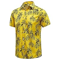 EUOW Men's Hawaiian Shirt Short Sleeve Printed Button Down Summer Beach Dress Shirts