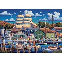 Buffalo Games - Dowdle - Mystic Seaport - 300 Large Piece Jigsaw Puzzle for Adults Challenging Puzzle Perfect for Game Nights - Finished Size 21.25 x 15.00