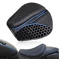 Foldable Motorcycle Gel Seat Cushion, Large 3D Honeycomb Structure Shock Absorption & Breathable Seat Pad for Long Rides (L)