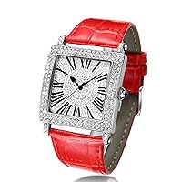 Men's Women's Quartz Luxury Wrist Watch with Dial Analog Display and Leather Band