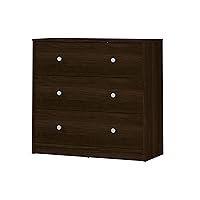 Tvilum, Bedroom Furniture, Silver Handles, Modern and Elegant Design 3 Drawer Chest, Brown