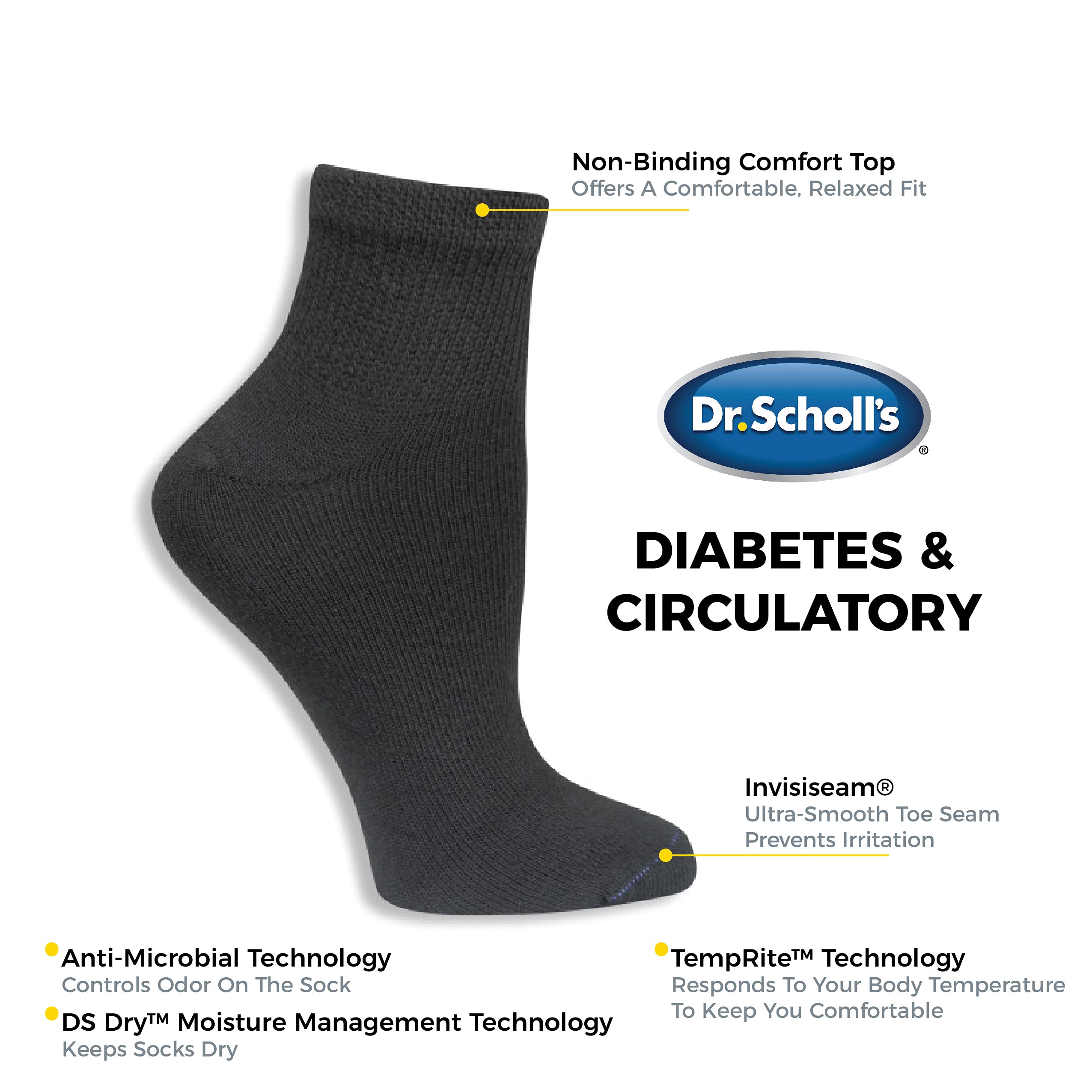 Dr. Scholl's Women's Diabetes and Circulatory Ankle Socks (4 Pair Pack)