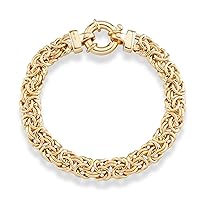 Miabella Italian 18K Gold Over Sterling Silver 9mm Classic Byzantine Link Chain Bracelet for Women, 925 Handmade in Italy