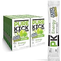 PURE KICK Energy Singles To Go Drink Mix, Jolly Rancher Green Apple, Includes 12 Boxes with 6 Packets in each Box, 72 Total Packets