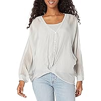 M Made in Italy Women's Twisted Hem V-Neck Shirt