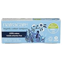 Natracare Non-Applicator 100% Organic Cotton Tampons, Regular, Totally Chlorine Free, Biodegradable and Compostable (1 Pack, 20 Tampons Total)…