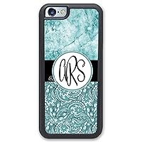 iPhone 6 6S Plus Case, Phone Case Compatible iPhone 6 6S Plus [5.5 inch] Teal Seafoam Marble Paisley Monogram Monogrammed Personalized I6P