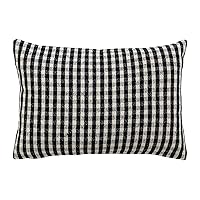 Creative Co-Op Woven Recycled Cotton Blend Lumbar, Gingham, Black and White Pillow Covers, 24