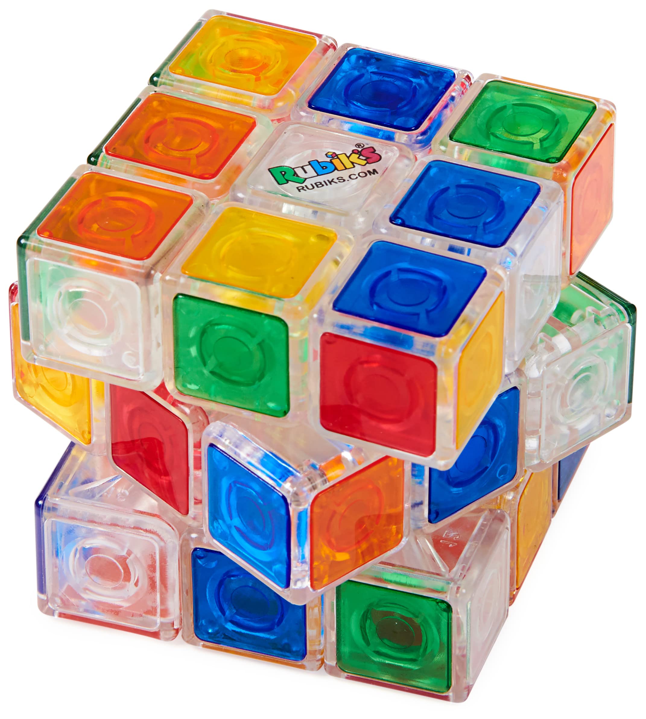 Rubikââ‚¬â„¢s Crystal, New Transparent 3x3 Cube Classic Color-Matching Problem-Solving Brain Teaser Puzzle Game Toy, for Kids and Adults Aged 8 and Up