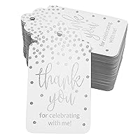 Thankyou for Celebrating with Me Birthday Bottle Tag Real Silver Foil Favor Hang Tags 100 Pcs