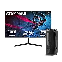Simple Deluxe SANSUI 22 Inch Monitor IPS 75Hz FHD 1080P HDMI VGA Ports Computer Monitor with Linkyou 30W Stereo Sound, IPX7 Waterproof Portable Speaker (30H, RGB),Black