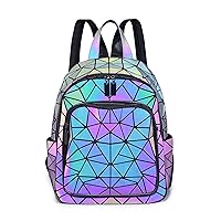 Luminous Geometric Backpacks Women Purses and Handbags Holographic Reflective Bags Iridescent Backpack A1