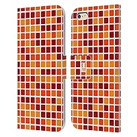 Orange Mosaic Tiles Leather Book Wallet Case Cover Compatible with Apple iPhone 6 Plus/iPhone 6s Plus