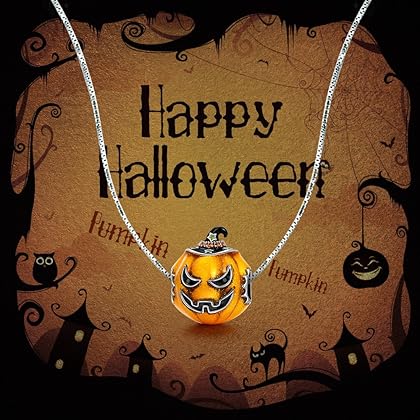 NINAQUEEN Halloween Pumpkin Charms Fits Charms Bracelets Sterling Silver Bead Birthday Valentines Christmas Gifts for Women Her Wife Mom Girls Girlfriend Jack-o'-lantern