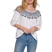 Tommy Hilfiger Off The Shoulder Embroidered Casual Knit Top Womens