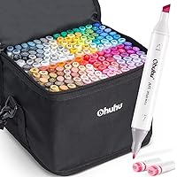Ohuhu Maui 120 Colors Dual Tips Water Based Art Markers,Brush & Fineliner, White