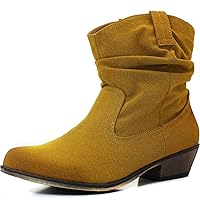 Qupid Women's Trio-01 Fashion Ankle High Bootie Western Cowboy Riding Boots