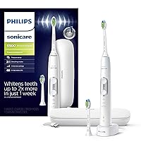 PHILIPS Sonicare ProtectiveClean 6500 Rechargeable Electric Power Toothbrush with Charging Travel Case and Extra Brush Head, White, HX6462/05