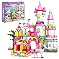 1000 Piece Girls Castle Princess Building Toys, Girls Dream House Building Set, Pink Princess Castle and Carriage Creative STEM Building Blocks Set for Girls Ages 6 7 8 9 10 11 12 Years Old