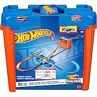 Hot Wheels Track Builder Playset, Deluxe Stunt Box with 25 Component Parts & 1:64 Scale Toy Car (Amazon Exclusive)