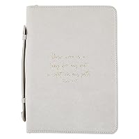 Creative Brands Faithworks - Suede Bible Cover with Carry Handle and Zipper Closure Simply Faith Collection, 6 x 9-Inch, Grey - Psalm 119:105