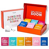 Thoughtfully Gourmet, Sending Positive Vibes Tea Gift Set, Tea Sampler Includes 6 Flavors of Tea with Uplifting Quotes, Great Get Well Gifts, Set of 90