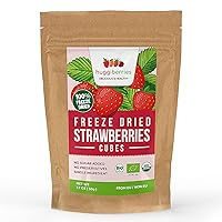 Huggiberries Organic Freeze Dried Strawberries - Dehydrated Strawberry for Breakfast Cereal Bowls, Berry Smoothies, Salad, Granola Bars, Ice Cream - Dried Fruit Snacks with Vitamin C - 0.88oz./25g