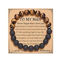 Gifts for Dad/Grandpa/Uncle/Boyfriend/Boss Gifts Natural Lava Stone Bracelet for Men