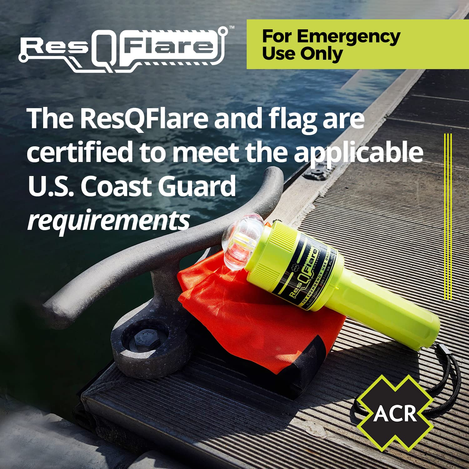 acr ResQFlare Electronic Distress E-Flare and Flag, USCG Approved Replacement for Pyrotechnic Flares 3966