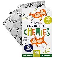 Omega 3 Fish Oil Gummies - Ultra-High DHA Chewable Gel Gummy - Omega 3 for Kids Supports Brain, Eyes & Bones - Sugar-Free Natural Fruit Flavor - Kids Omega 3 Gummies (45)