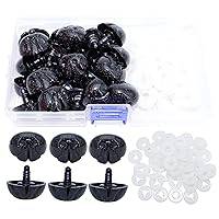 BESTCYC 1BOX(20PCS) 22 x 26.5mm Large Black Plastic DIY Dog Nose Safety Nose with Sturdy and Precise Plastic Washers for Plush Animal Making Craft
