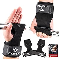 Weight Lifting Wrist Strap,Double Layer Leather Weightlifting Wrist Strap for Deadlift and Powerlifting, Adjustable Neoprene Padded Gym Workout Lifting Wrist Hooks for Men/Women(Pair)