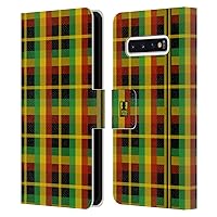 Head Case Designs Plaid Rasta Colour Patterns Leather Book Wallet Case Cover Compatible with Samsung Galaxy S10