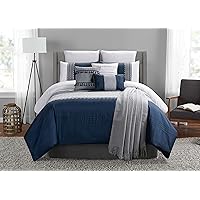 100% Polyester Comforter Set, Queen, Holland - Blue, 10-Piece Set