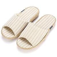 Summer House Slippers for Women Indoor Open Toe Women House Slippers Cotton and Linen Shoes Breathable Home TPR Outsole