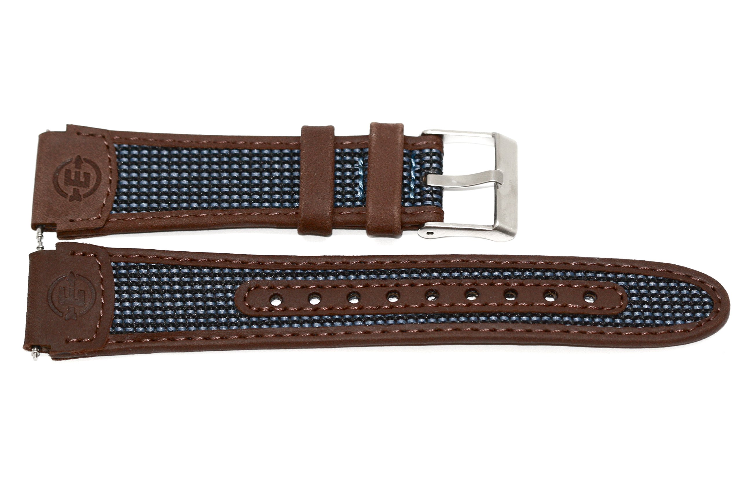 Timex Expedition 19mm Blue Brown Water Resistant Leather Chrono Timer Watch Band Strap