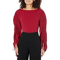 Trina Turk Women's Ruched Sleeve Blouse