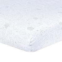 Just Born Boys and Girls Newborn Infant Baby Toddler Nursery 100% Cotton Fitted Bedding Crib Sheet, White/Grey Sail, One Size