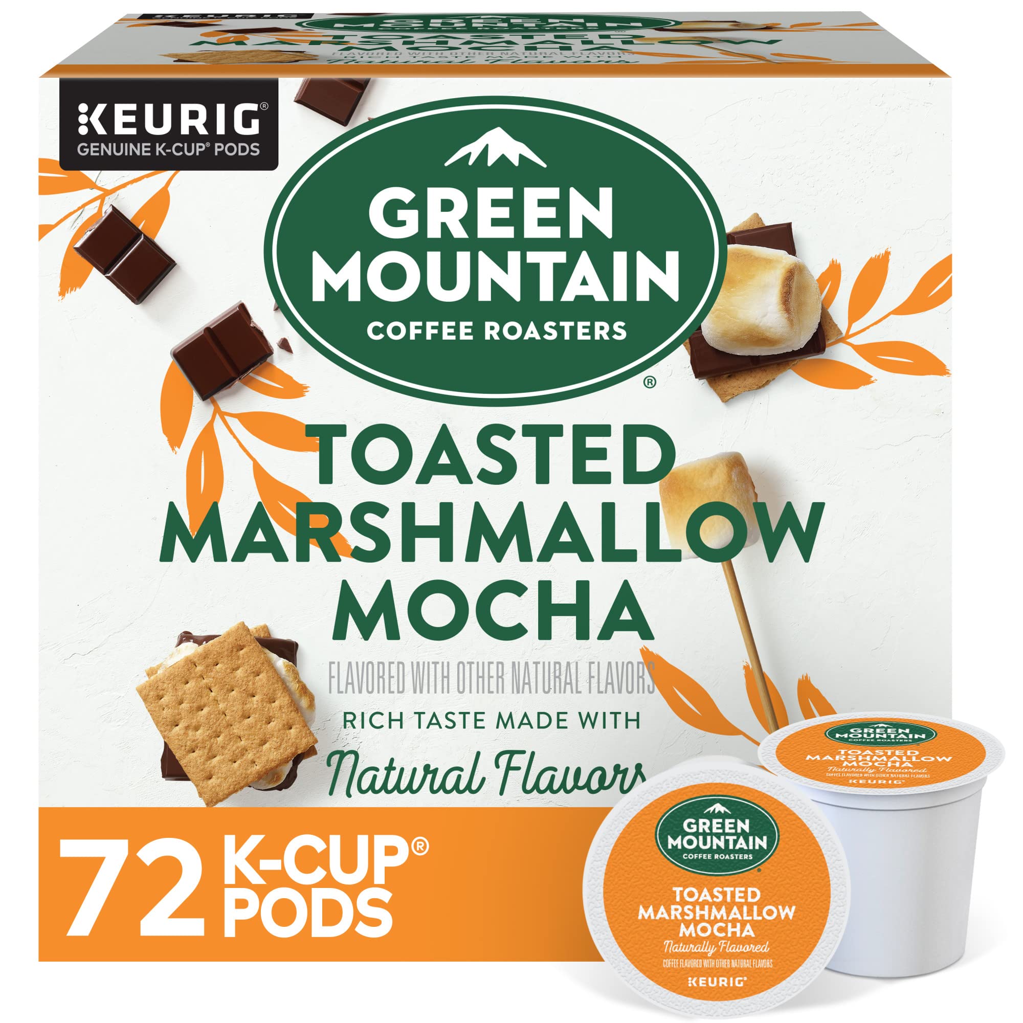 Green Mountain Coffee Roasters Toasted Marshmallow Mocha, Single-Serve Keurig K-Cup Pods, Flavored Light Roast Coffee, 72 Count