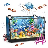 QLT Fish Tank Building Set with LED Light, Compatible with Lego Creater Aquarium, Marine Jellyfish, Building Block Toy for Kids 6+, Home Decor (725 Pcs)