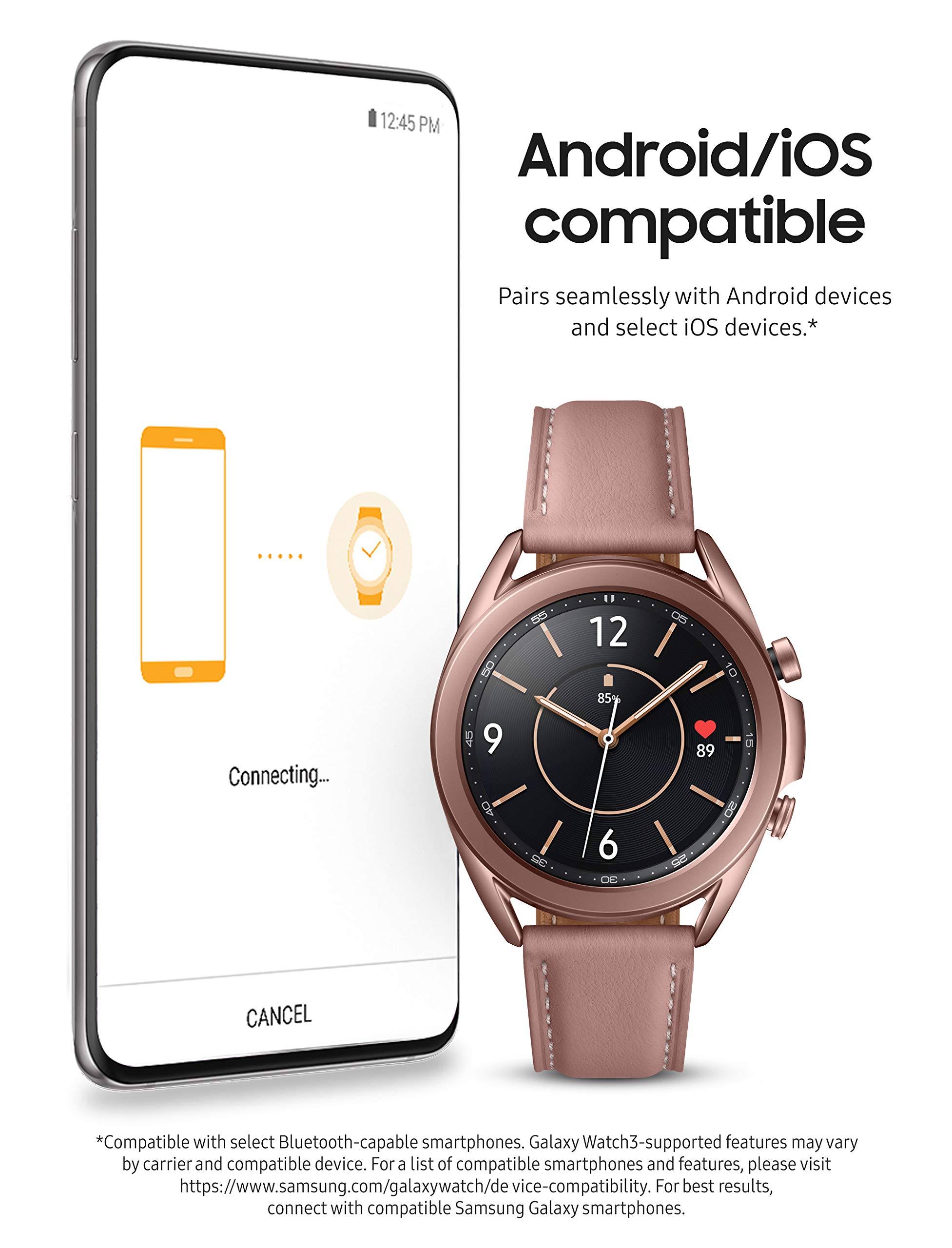 SAMSUNG Galaxy Watch 3 (41mm, GPS, Bluetooth) Smart Watch with Advanced Health Monitoring, Fitness Tracking, and Long Lasting Battery - Mystic Bronze (US Version)