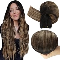 Straight Hair Weft Extensions 22 Inch Weft Human Hair For Women Sew In Hair Extensions Balayage Black To Light Brown Mix Honey Blonde Hair Budnles For Women Ombre Hair Extensions 105G