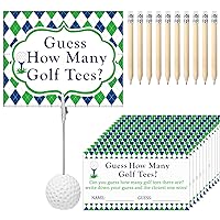 101 Pcs Guess How Many Golf Tees Cards 1 Resin Golf Ball Base Memo Clip Holder 10 Pencils Funny Games for Golf Theme Party Supply Bridal Shower Birthday Baby Shower