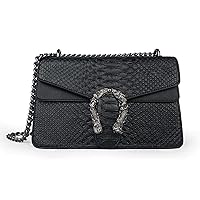 Crossbody Shoulder Purse for Women - Snake Printed Leather Evening Clutch Chain Strap Small Satchel Bag